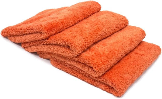 Autofiber Korean Plush Premium Edgeless Microfiber Detailing Towels (16"x16") 4-Pack (Orange)