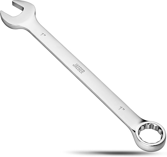 Jaeger 1 Inch Jumbo Combination Wrench with 15° Offset Box End – Heavy-Duty Metric Wrench with 12-Point Box End, High-Strength Steel, Automotive, Construction, and Mechanical Applications