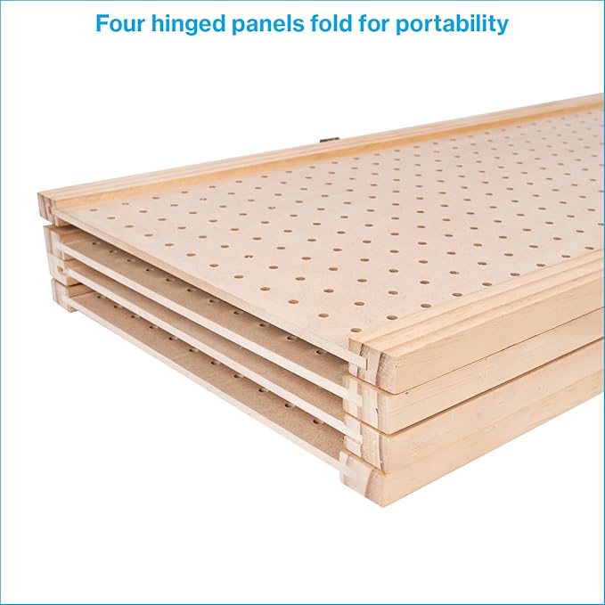 SSWBasics 5 Foot 4-Panel Folding Pegboard Stand for Crafting - Versatile Pegboard Display and Room Divider - Paint-Ready Surface for Customization - Perfect for Trade Shows, Flea Markets, and Home