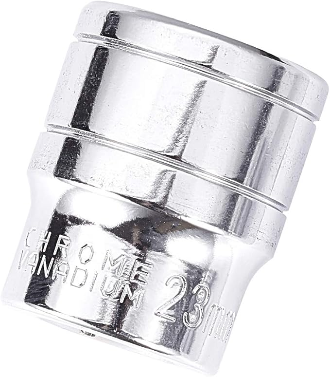 Utoolmart Shallow Socket, 1/2-Inches Drive 6-Point 23mm Metric Socket, Chrome Vanadium Steel Chrome Finish, for General Repairs