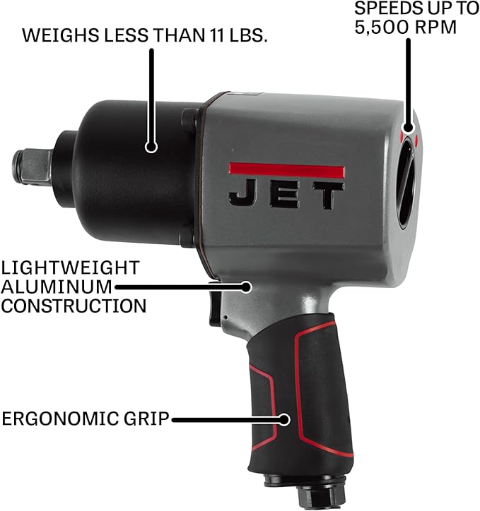 JET 3/4-Inch Aluminum Impact Wrench, 1500 ft-lbs, 5500 RPM (Model JAT-105)