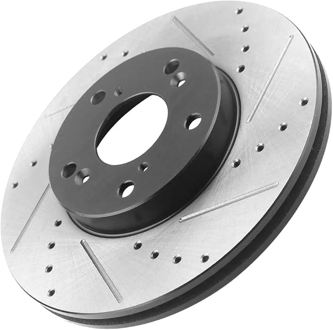 Front Brake Rotors and Pads for 2003-2017 Honda Accord,2013-2018 Honda Civic, 2003-2011 Element, 02-04 CR-V, 13-15 Acura ILX Drilled and Slotted E-Coating Disc Brake Rotors Ceramic Brake Pads