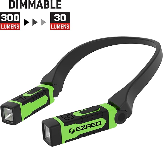 EZRED Anywear Rechargeable Neck Light for Hands-Free Lighting - NK15-GR Green, Perfect Light for Mechanics, Camping, Hunting, DIY Projects, Reading
