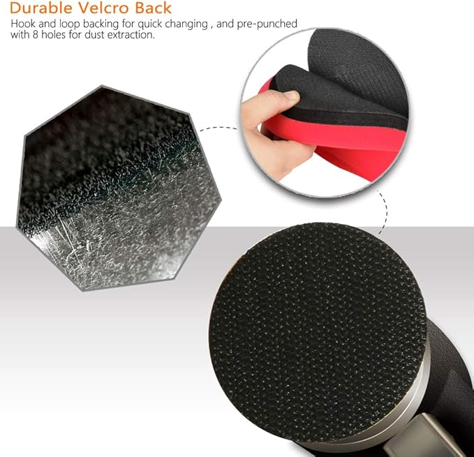 1/2/3 Inch Random Orbital Air Sander, Mini Pneumatic Sander for Auto Body Work, High Speed Air Powered Polisher with 15 Polishing Buffing Pads,18 Sandpapers