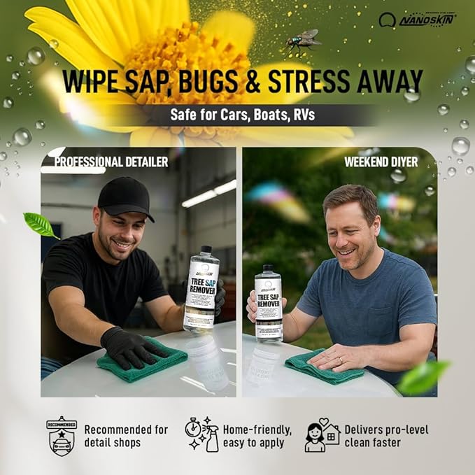 Nanoskin Tree Sap Remover 32 Oz. - Instant, Safe Car Detailing Solution | Optimized for Paint, Glass, Plastic & Trim | Compatible with Microfiber & Terry Cloth | Fast-Acting, Multi-Surface Application