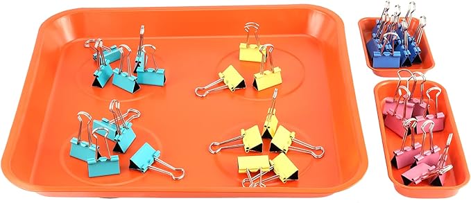 SEUNMUK 8 Pack Orange Magnetic Parts Tray Set, Stainless Steel Rectangle Magnetic Tray Holder for Socket Screw, Nuts, Bolts, Metal Parts, 11.4 x 10 Inch, 5.9 x 2.6 Inch and 3.7 x 2.5 Inch