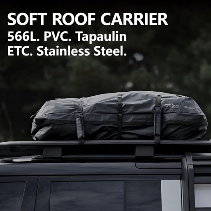 CAMVIL 20 Cubic Waterproof Car Rooftop Cargo Carrier Bag, Soft-Shell Car Roof Bag for All Vehicle with/Without Racks, Includes Waterproof Zip, Anti-Slip Mat, Door Hooks, Storage Bag
