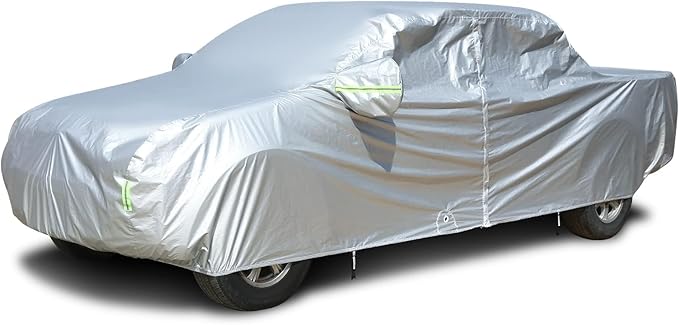 Tecoom Truck Car Cover Waterproof All Weather Breathable Light Shell with Door Zipper & Lock, UV Dust Sun Protection, Full Exterior Covers Automobiles Universal Fit for Tundra, Up to 212" Length