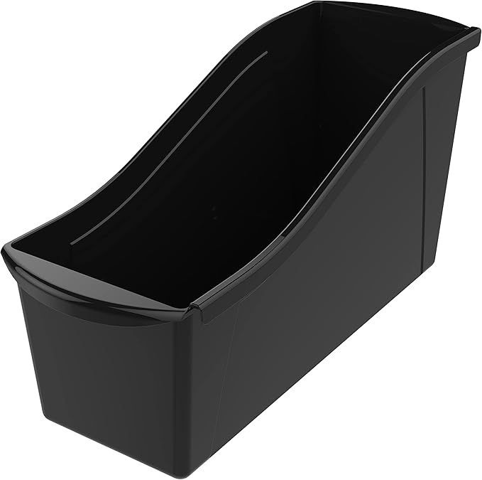 Storex Large Book Bin - Interlocking Plastic Organizer for Home, Office, and Work Space - Black, 6-Pack (70109C06C)