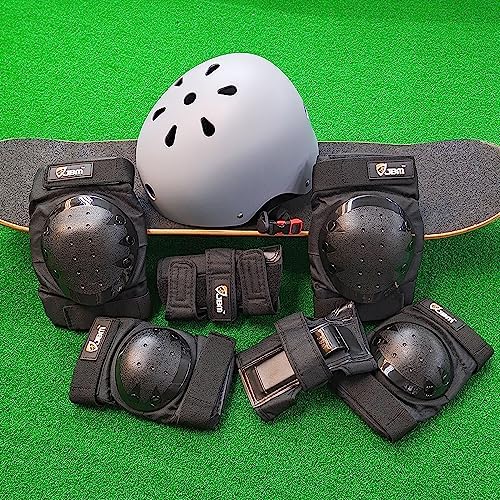 JBM Adult & Kid Skating Protective Gear Set for Beginner to Advanced, Skateboard Helmet Knee and Elbow Pads with Wrist Guards for Inline Roller Skating, Scooter, Skateboarding