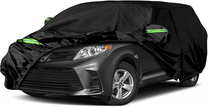 Waterproof Car Cover Replace for 2003-2025 Toyota Sienna Minivan, 6 Layers All Weather Car Covers with Zipper Door & Windproof Bands for Snow Rain Dust Hail Protection (Sienna)
