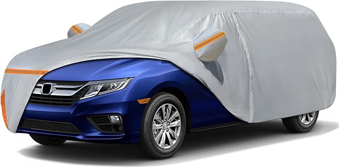 Car Cover for 2005-2025 Honda Odyssey Minivan, Waterproof Custom-fit Sun Rain Dust Snow All Weather Protection Outdoor Odyssey Car Cover with Cotton Lining and Door Zipper