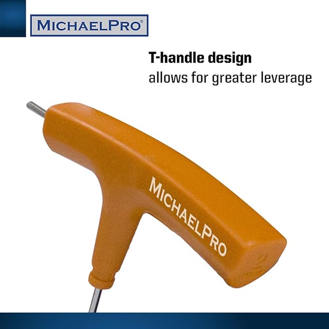 MichaelPro 8-Piece T-Handle Ball End Allen Wrench Set, Metric Hex Key Set (2mm-10 mm), CR-V Steel, Ball End Design for Tight Space Flexibility, Storage Stand Included (Metric, Yellow) - MP001044