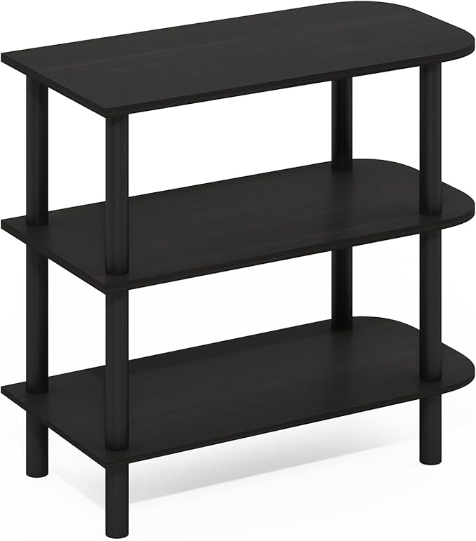 Furinno Turn-N-Tube Shoe Rack, 3-Tier Shoe Organizer, Shoe Rack Storage with Curved Freestanding Organizer, 11.7 x 23.6 x 21.9, for Closet Entryway, Office, Garage, Dark Espresso