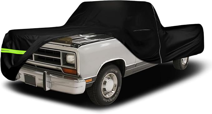 Waterproof Truck Cover Compatible with 1972-1993 Dodge Ram D/W Series D100/150/200/250/300 Standard Cab Long 8ft Bed, 420D All Weather Truck Covers with Zipper Door for Snow Rain Protection