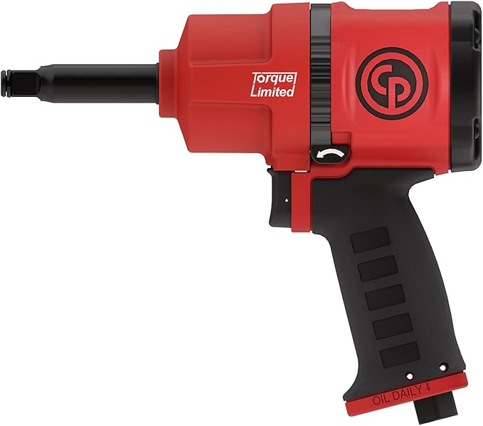 Chicago Pneumatic CP7748TL-2-1/2 Inch Air Impact Wrench with 2 Inch Extended Anvil, Torque Limited, Pistol Handle, Max Torque Reverse Output 960 ft.lbs / 1300 Nm - 7000 RPM, Twin Hammer