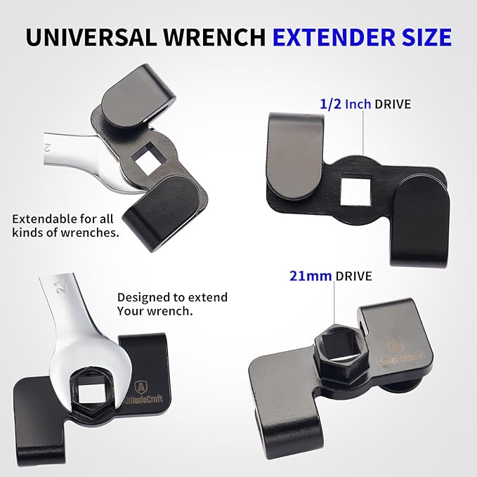 Universal Wrench Extender Adaptor, 1/2" Breaker Bars & 21mm Hex Wrench Extender Tool Drive for Repair or DIY