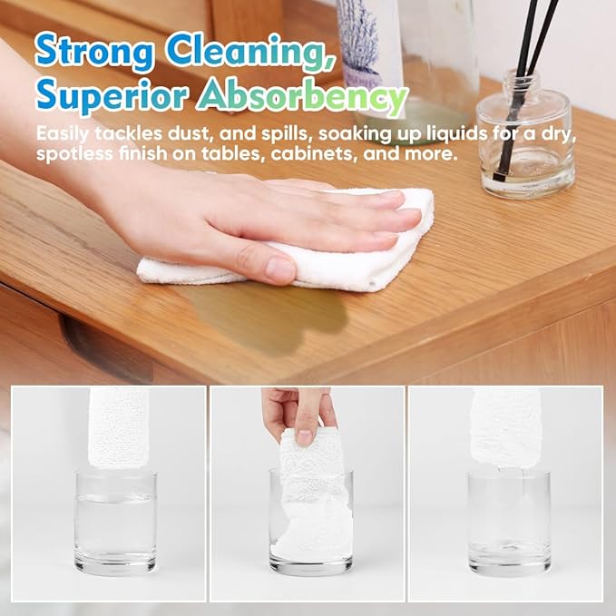 HOMEXCEL White Microfiber Cleaning Cloth 12 Pack, 12.5 x 12.5 inch Microfiber Towels for Cars, Ultra Absorbent Car Washing Cloth, Lint Free Streak Free Cleaning Rags for Car, Kitchen, and Window