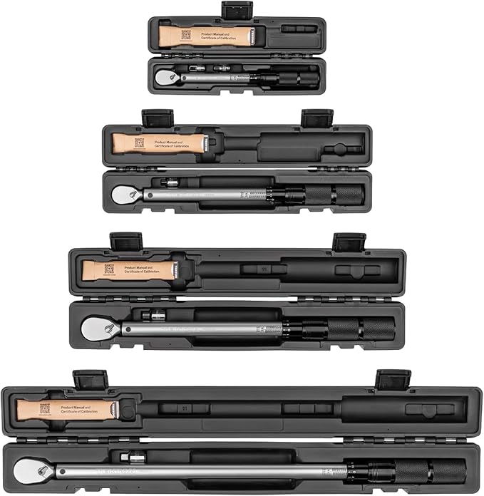 TEKTON 1/4, 3/8, 1/2 Inch Drive 90-Tooth Dual-Direction Micrometer Torque Wrench Set (4-Piece) | TRQ95903