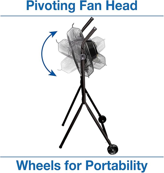 Air King 9219 18-Inch Industrial Grade High Velocity Roll-About Stand with Fan,Black