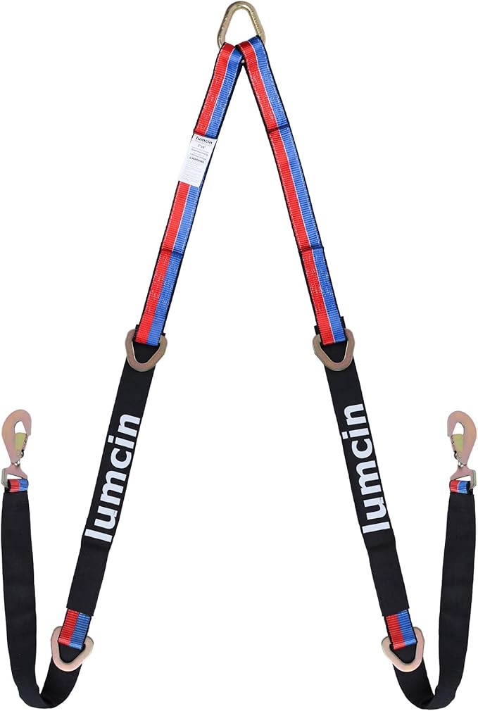 V Bridle Tow Strap with Hooks,Heavy Duty Vehicle Recovery Strap for Towing and Traction，Sleeve，D Ring Middle，for UTV ATV Truck Car Tractor SUV (2''×6')