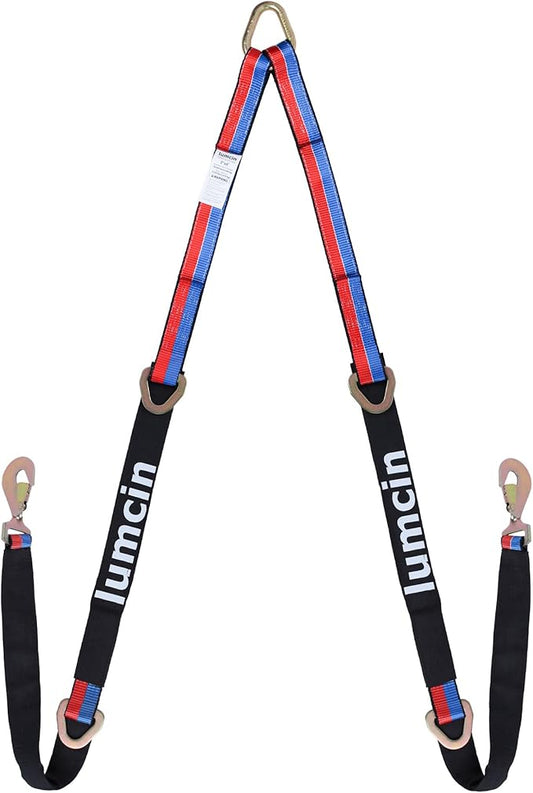 V Bridle Tow Strap with Hooks,Heavy Duty Vehicle Recovery Strap for Towing and Traction，Sleeve，D Ring Middle，for UTV ATV Truck Car Tractor SUV (2''×6')