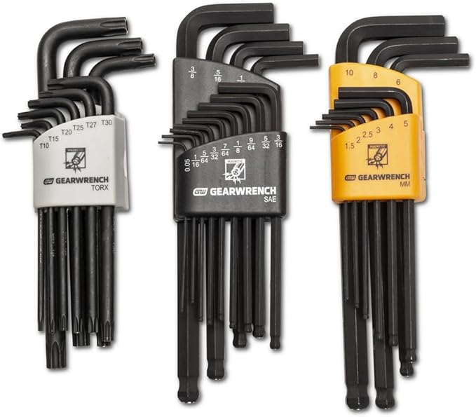 GEARWRENCH 31 Piece Magnetic Long Ball End SAE/Metric/Torx Hex Key Set - 83527, Large