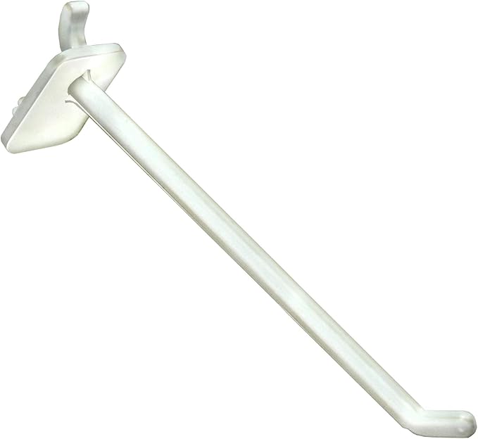 Azar Displays 800006-W Pack of 50 White Pegboard Hooks (Also Available in Black & Clear) - 6” Pegboard Hook Set (2” & 4” Pegboard J Hooks Also Available) - Polycarbonate Plastic Hooks for Retail