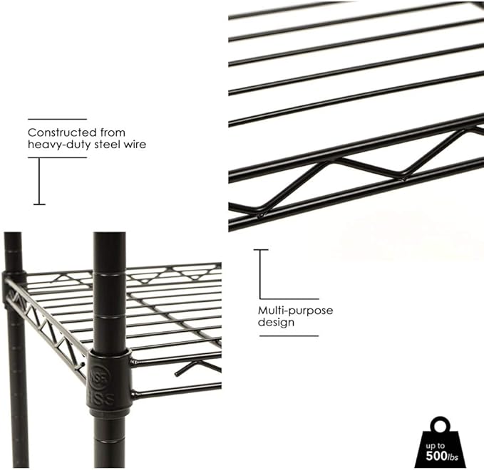 14x36x54 Inch 4-Shelf Storage Shelves Heavy Duty Shelving Unit for Kitchen Metal Shelves Garage Organizer Wire Rack Shelving Storage Unit Shelf Adjustable Utility NSF Certification Commercial
