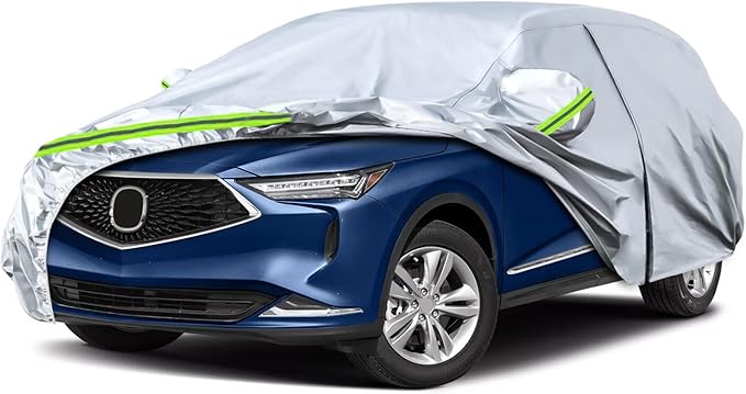 Waterproof Car Covers Replace for 2013-2024 Acura RDX, 6 Layers Silver All Weather Car Cover with Zipper Door & Windproof Bands for Snow Rain Dust Hail Protection