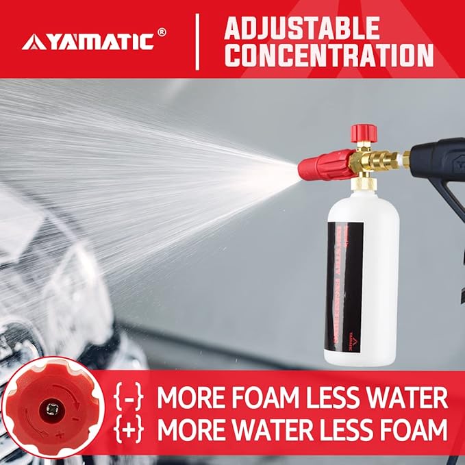 YAMATIC Short Pressure Washer Gun with Foam Cannon, MAX 4000 PSI Power Washer Foam Gun Kit for Car Wash, M22-14mm & M22-15mm Adapter, 3/8" FNPT Swivel Inlet, 1/4" Quick Connector
