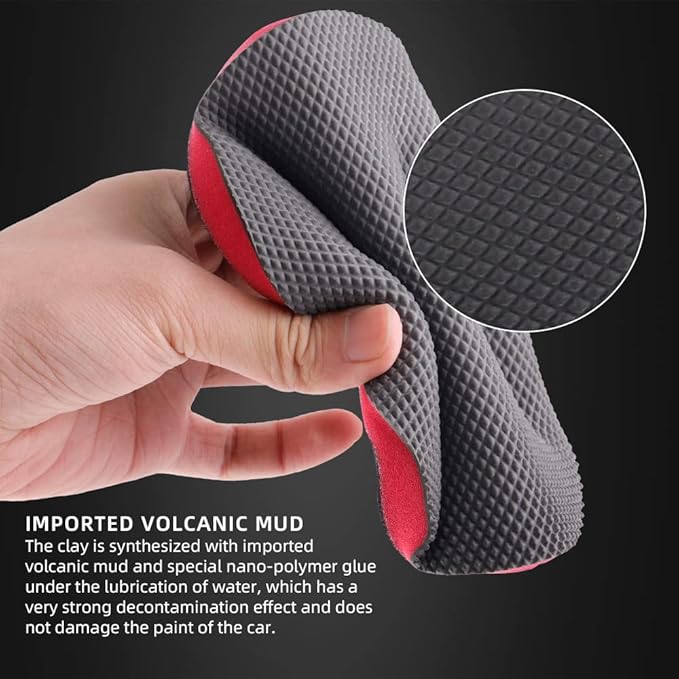 Clay Bar Pad, 5 Inch Mid Grade,1Pc Handle Grip Pad and 1 Pc Clay Bar Applicator, Synthetic for DA Polisher and Rotary Polisher for Car Detailing, Clay Bars Auto Detailing -CHMLP5MA