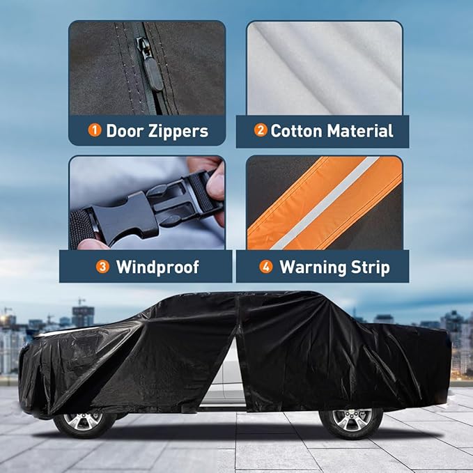 10 Layers Truck Cover Custom Fit for 2005-2026 Toyota Tacoma Nissan Frontier 5ft Ford F100 Ram 150 250, Full Exterior Car Cover Waterproof All Weather Snow Dust UV Protection, (Up to 215")