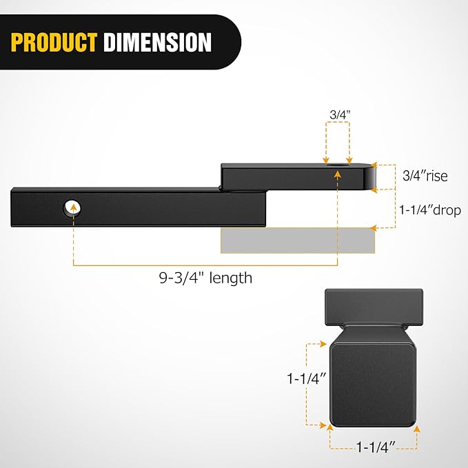 Nilight Trailer Hitch Mount Fits 1-1/4" Receiver Tubes 3500 lbs 3/4-Inch Hole 1-1/4" Drop 3/4" Rise Not Include Hitch pin