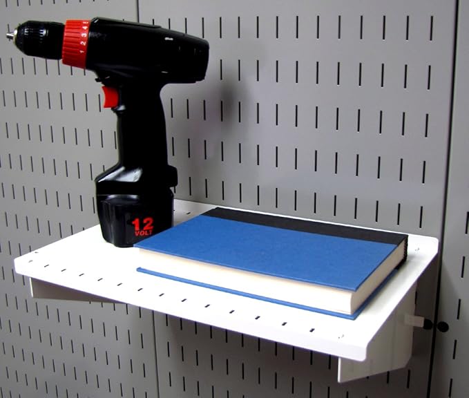 Wall Control Shelf 9in Deep Pegboard Shelf Assembly Pegboard and Slotted Tool Board - White