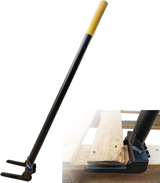 Pallet Buster with Handle 40’’ and Nail Puller, Fully Welded Deck Wrecker Pry Bar, Heavy Duty Pallet Deck Board Removal Tool, Industrial Breaker Bar for Removing or Tearing Down Woods, Black