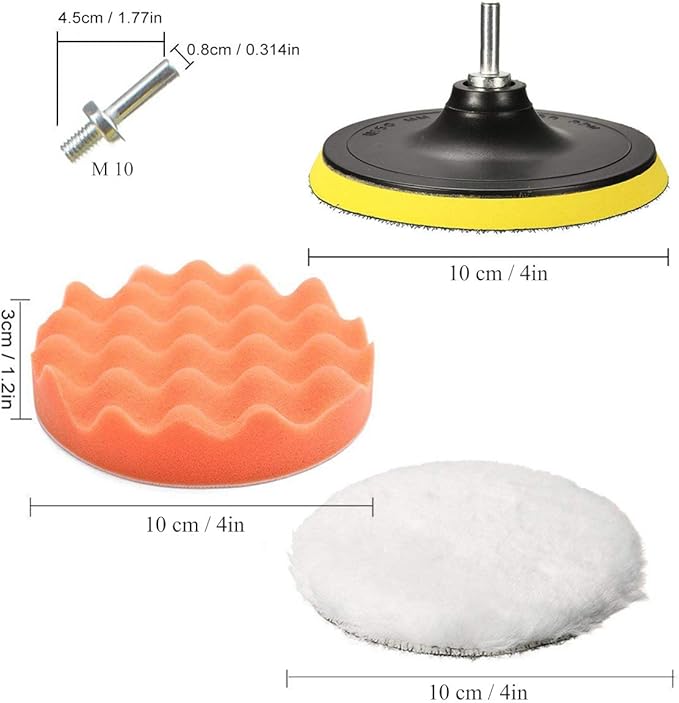 Yesallwas Car Foam Drill Polishing Pad Kit 8Pcs,4 Inch Buffing Pads Kits Drill Buffer Attachment,Thin Sanding Sponge for Drill Buffing,Car Sanding,Polishing,Waxing,Cleaning Set (4 Inch)