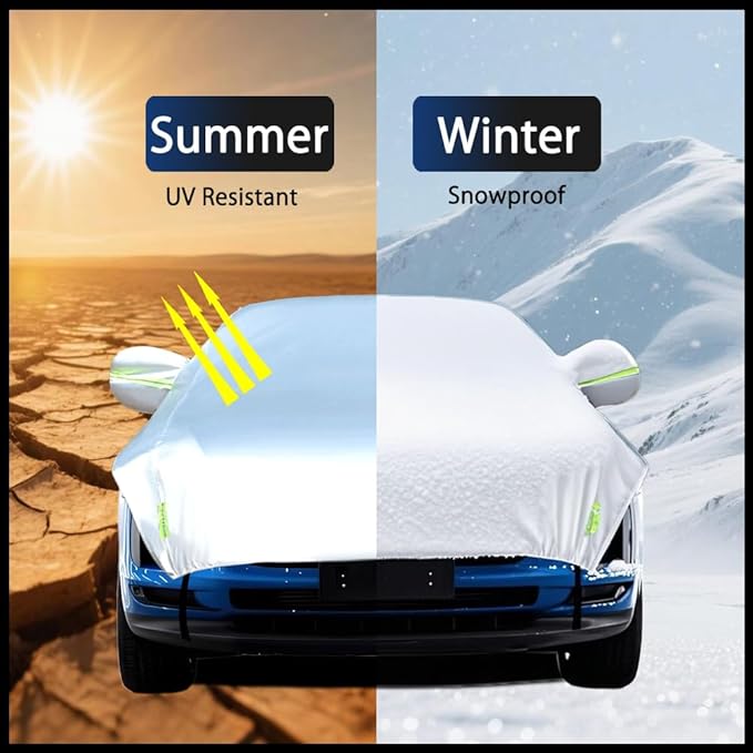 Half Car Cover Car Cover for Sunshade Half Car Body Cover Snow Cover Waterproof Universal Silver with Cotton (SUV)