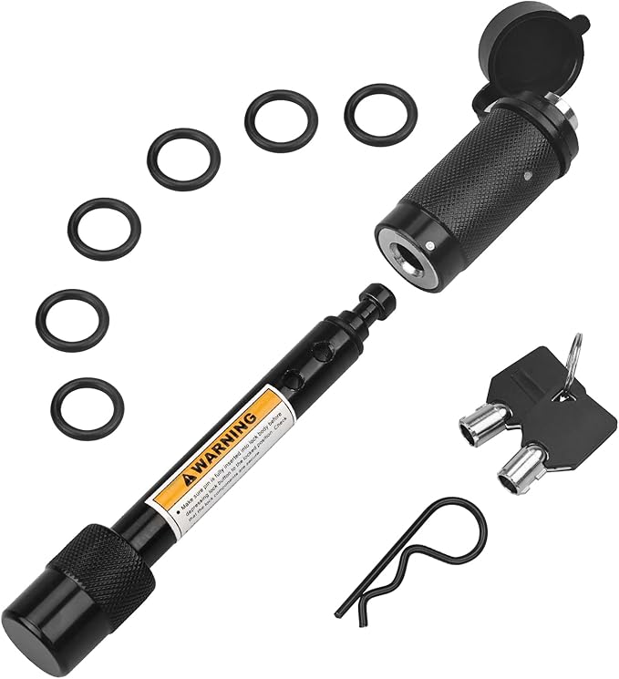 RVMATE Trailer Hitch Lock 5/8" Dia. for Class III IV 2"& 2-1/2" Receiver, Anti-Theft Steel Locking Hitch Pin with 2 Keys for Towing Trailer/Truck/Bike Rack