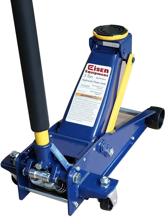 Eisen Heavy Duty 3 Ton Floor Jack For All Terrain Vehicle Low Profile Hydraulic Jack, Steel Service Jack Quick Rise With Double Pump Quick Lift and BIG RED T43006 Torin Steel Jack Stands (Fits: SUVs and Extended Height Trucks): 3 Ton (6,000 lb) Capacit...