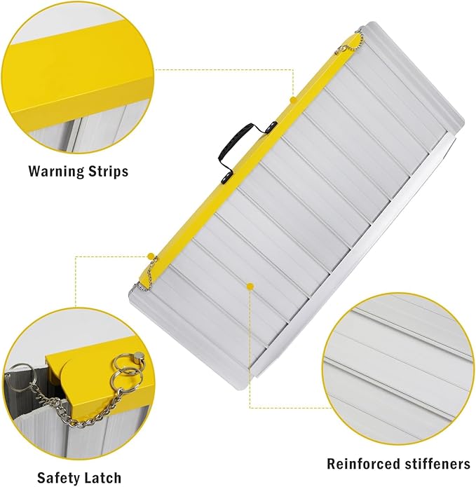 Portable Wheelchair Ramp 3FT, Foldable Ramps for Wheelchairs, Aluminum Handicap Ramp with Non-Slip Surface, Wheelchair Ramps for Home Steps, Stairs, Doorways, Curbs, 800LBS Capacity, FSA Eligible