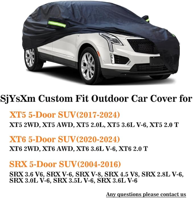 Custom Car Cover Compatible with Cadillac XT5 2026-2017/ XT6 2026-2020/ Lyriq Lyriq-V 2026-2023/ Optiq Optiq-V 2023-2026, Waterproof All Weather Car Covers for Outdoor, Rain Snow Sun UV Cover