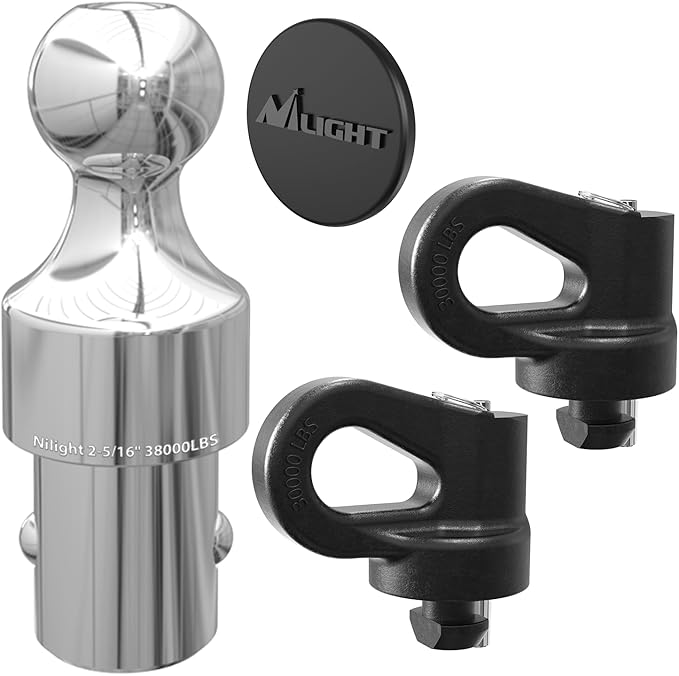 Nilight 60692 Puck System Gooseneck Hitch Kit w/Box for 2016-2025 Chevy Silverado GMC Sierra 2500HD 3500HD Nissan Titan XD, 2013-2025 Ford F250 F350 F450, 2-5/16" Ball w/Chain Anchor