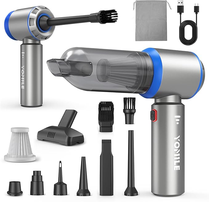 Mini Vacuum Cleaner, 2 in 1 27000PA Brushless Car Vacuum &250000RPM Air Duster 9000mAh Battery Air Blower Wireless Handheld Vacuum for Car,Office and Home (27Kpa)