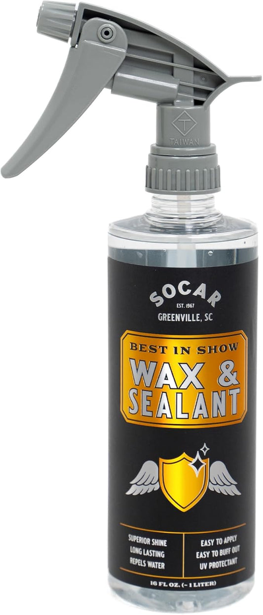Socar Best-in-Show Car Wax and Sealant, UV Protectant. Professionnal Grade for Cars, SUV, Trucks, RV, Motorcycles, Boats. Protective Layer for Scratches & Wear, Bugs, Birds, & Pollen, 16 oz