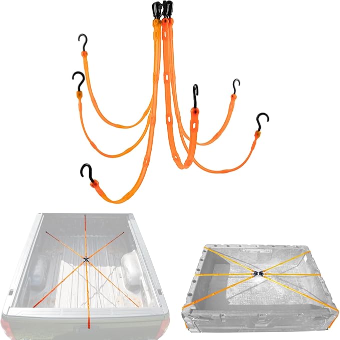 The Perfect Bungee Adjustable Cargo Net, No Tangle, Heavy Duty, Made in USA, Safety Orange