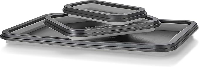 Collapsible Magnetic Parts Tray Set - 3 Different Size Tool Trays for Screw, Bolts, Nuts, Washers, Pins and Other Small Metal Parts, Mechanic Tool Gifts for Men - Light Grey