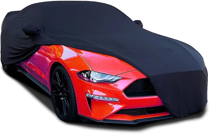 Indoor Car Cover Custom Fit for 1994-2023 Ford Mustang Luxurious Soft Stretch Satin Car Cover Breathable Dust-Proof for Underground Garage, Car Show
