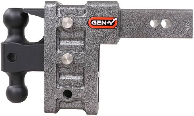 GEN-Y Hitch Tow Hitch for 2.5" Receiver - 6" Drop/Rise with 3 Adjustable Positions, Includes Dual Ball Mount, Pintle Lock and Locking Pins, 21,000 lbs Towing Capacity, 3,000 lbs Tongue Weight, Silver