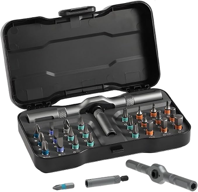 24-in-1 Ratchet Screwdriver Set, Magnetic Precision Bits with Detachable Handle & Case, Multi-Purpose Mini Screwdriver Kit for DIY, Electronics, Watch & Home Repair